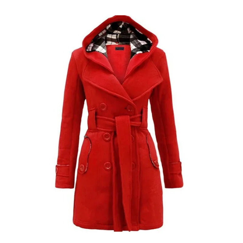 WW | Warm Women's Trench Coat Winter Jacket with Hood