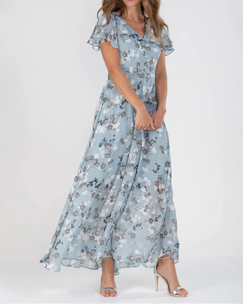 Floral V-neck maxi dress