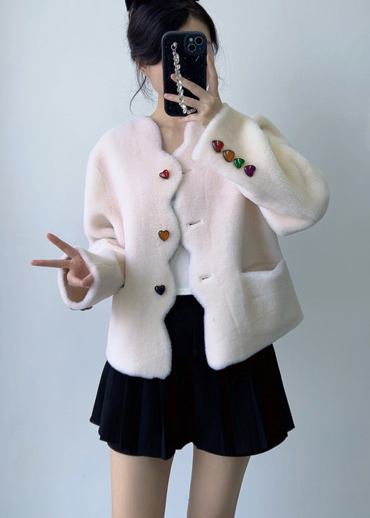 WW | Beige Bags Heart Button Wool Coats Winter