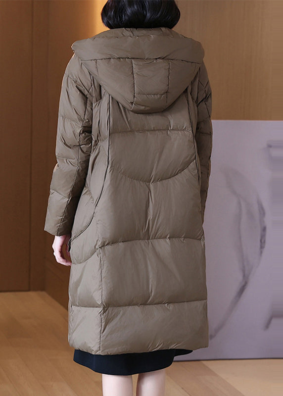 WW | Coffee Zipper Hooded Patchwork Duck Down Winter Coats Winter