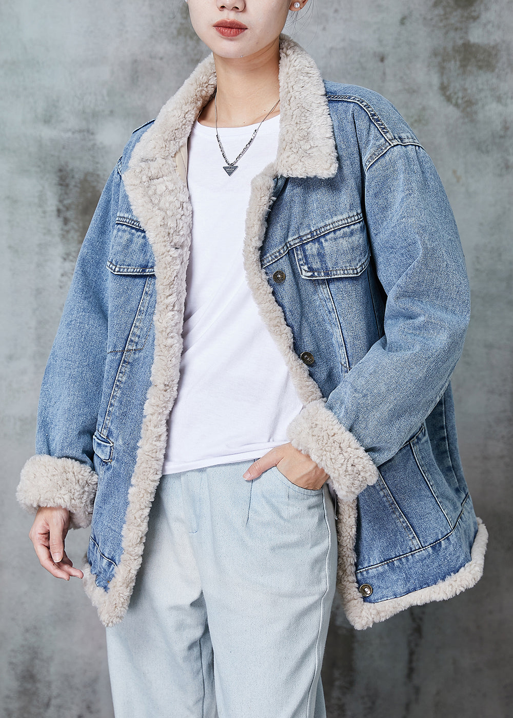 WW | Denim Blue Thick Fleece Wool-Lined Jackets Winter