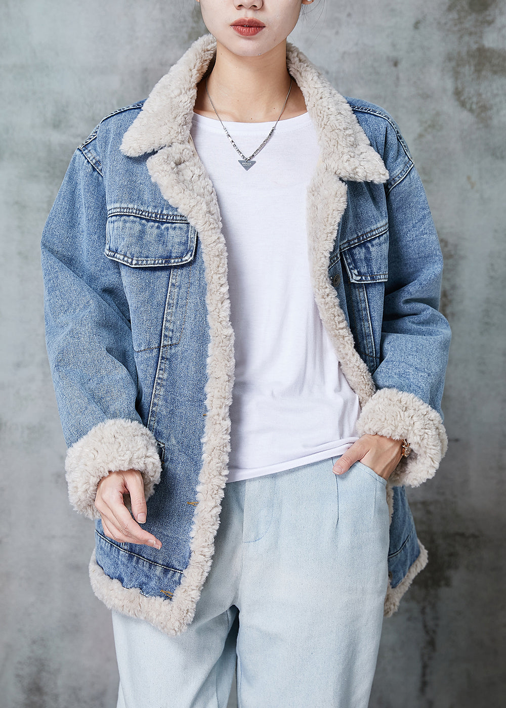 WW | Denim Blue Thick Fleece Wool-Lined Jackets Winter