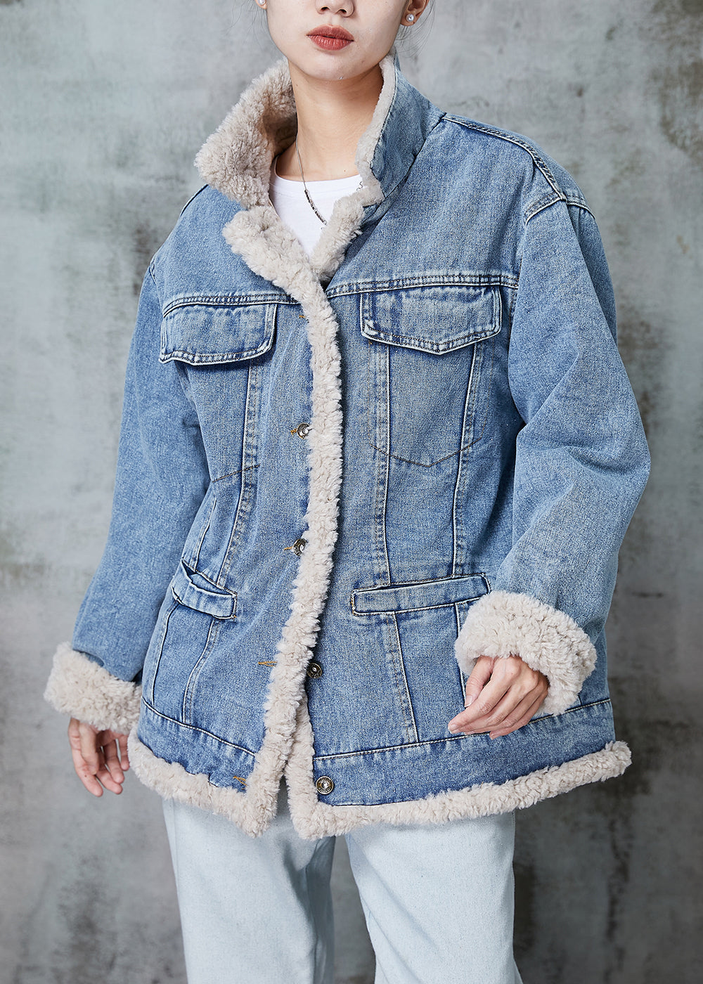 WW | Denim Blue Thick Fleece Wool-Lined Jackets Winter