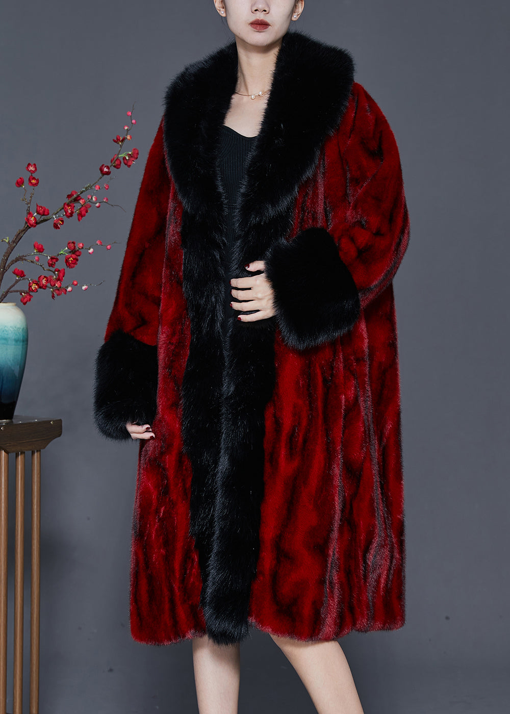 WW | Mulberry Oversized Striped Faux Fur Coats