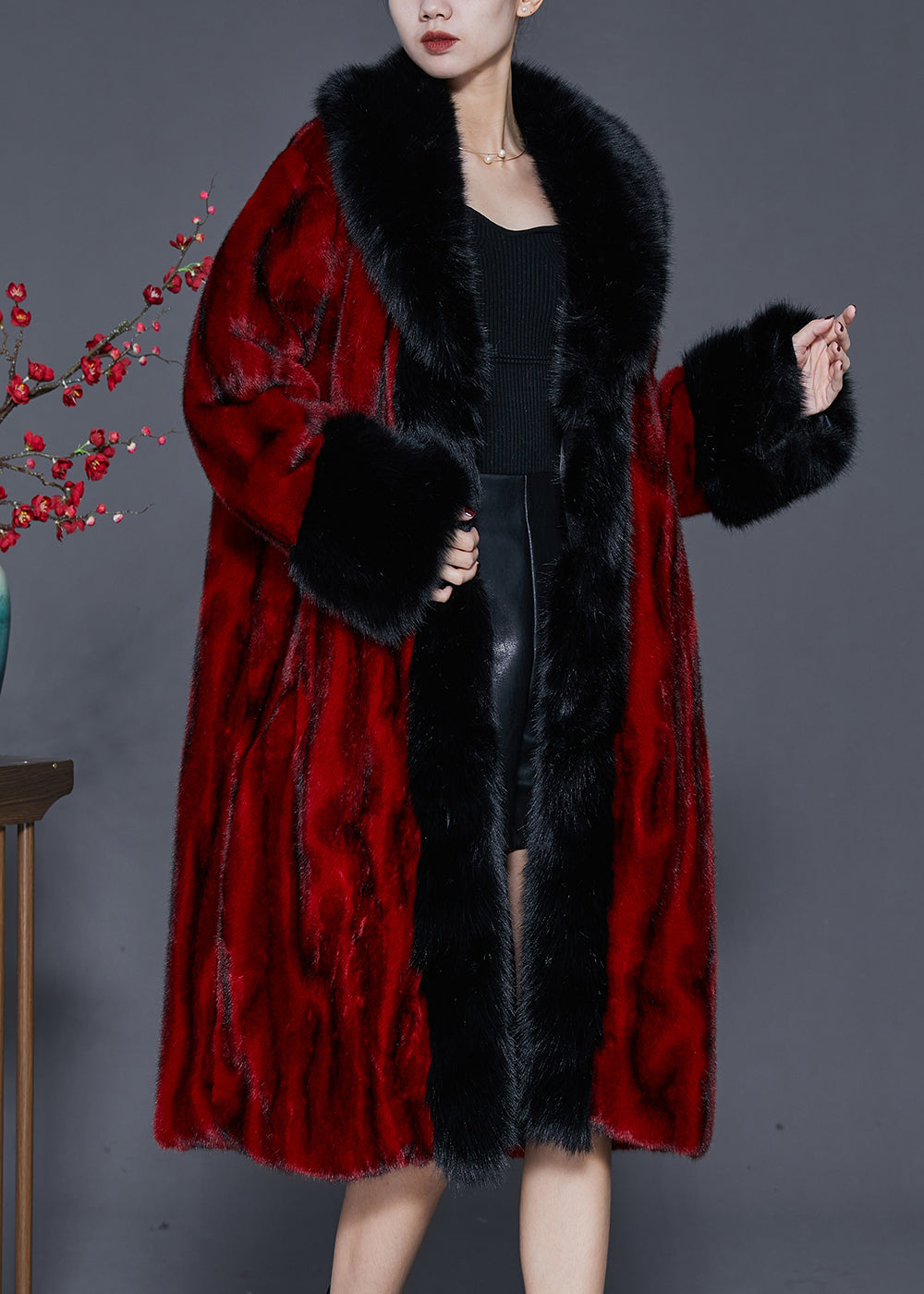 WW | Mulberry Oversized Striped Faux Fur Coats