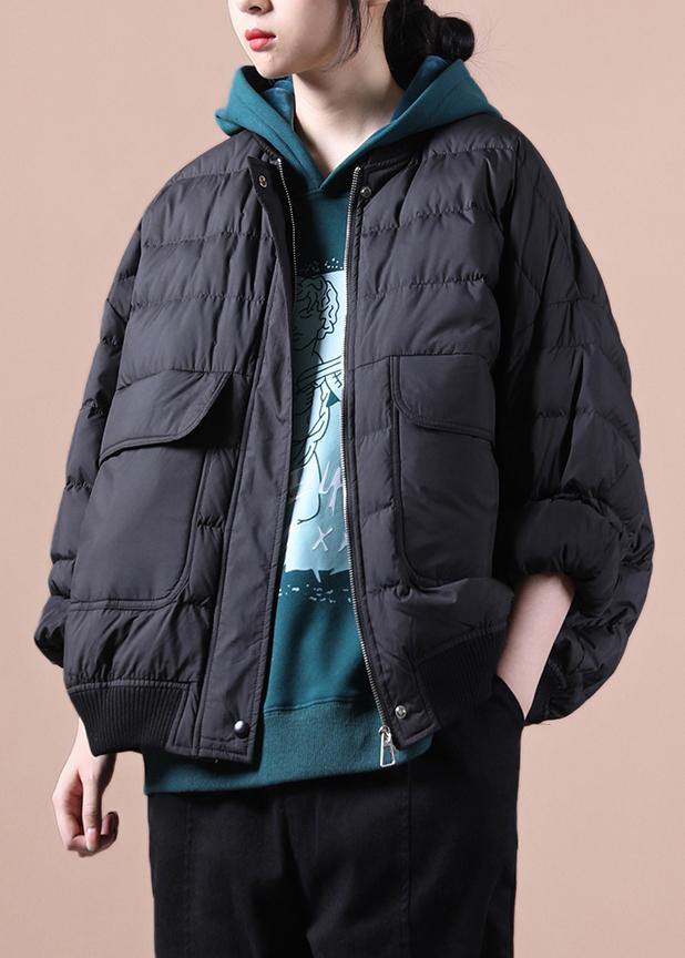 WW | lässige Damen Parka Jacken schwarz Große Taschen Daunenmantel Winter
