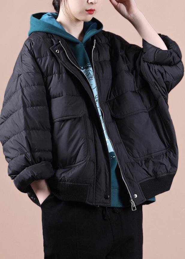 WW | Casual Women's Parka Jackets Black Large Pockets Down Coat Winter