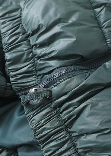 WW | grüne Gans Daunenmantel Locker sitzende Winterjacke Patchwork Karo Seitenreißverschlussjacken