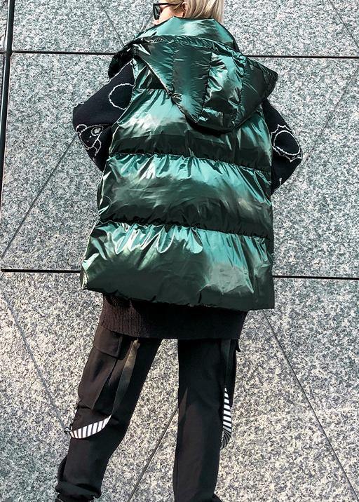 WW | grüne Damen Parkas Übergröße Winter Kapuzen ärmellose Mäntel