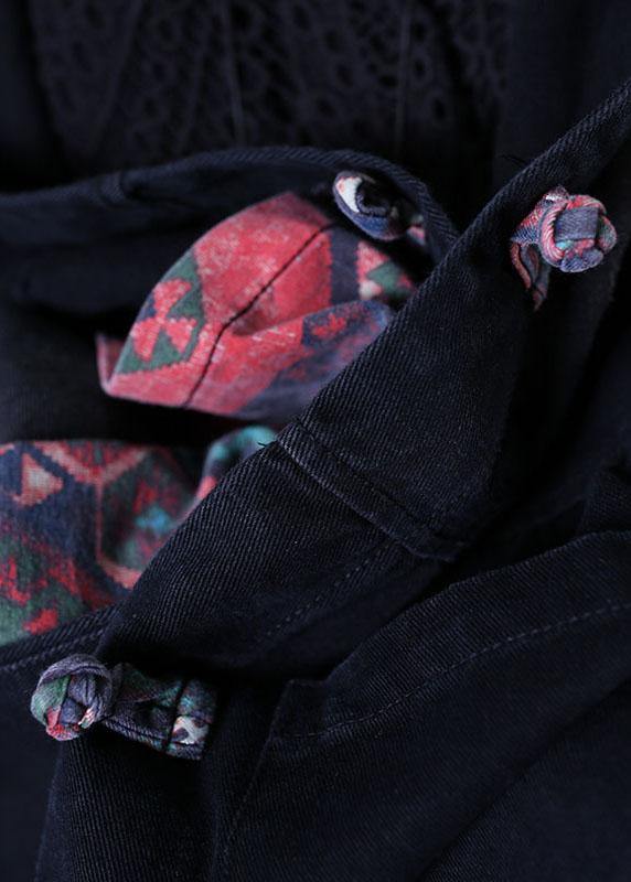 WW | oversized maxi coat black patchwork hooded coats