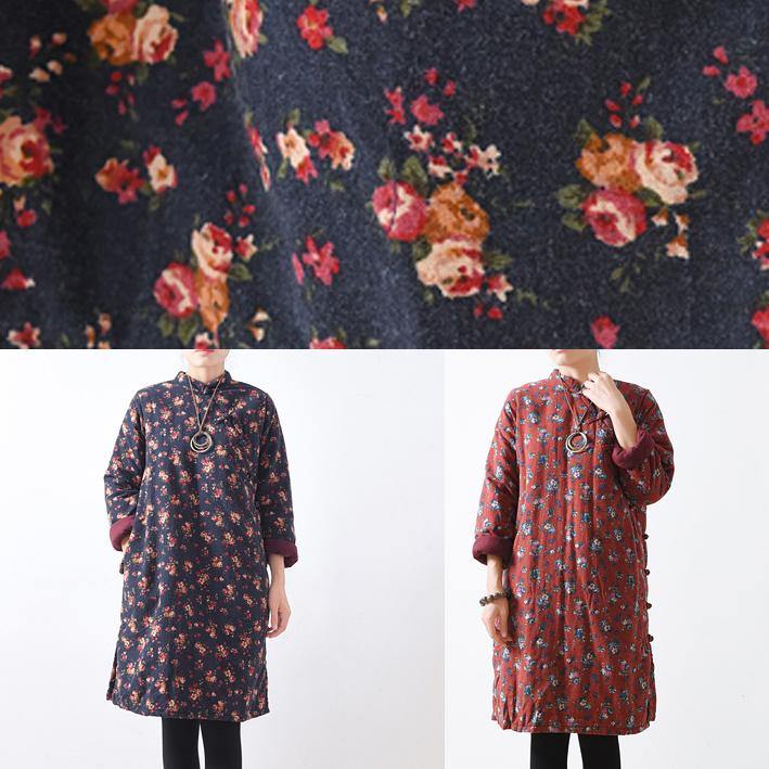 WW | red casual outfit oversized winter jacket stand-up collar side-slit coats