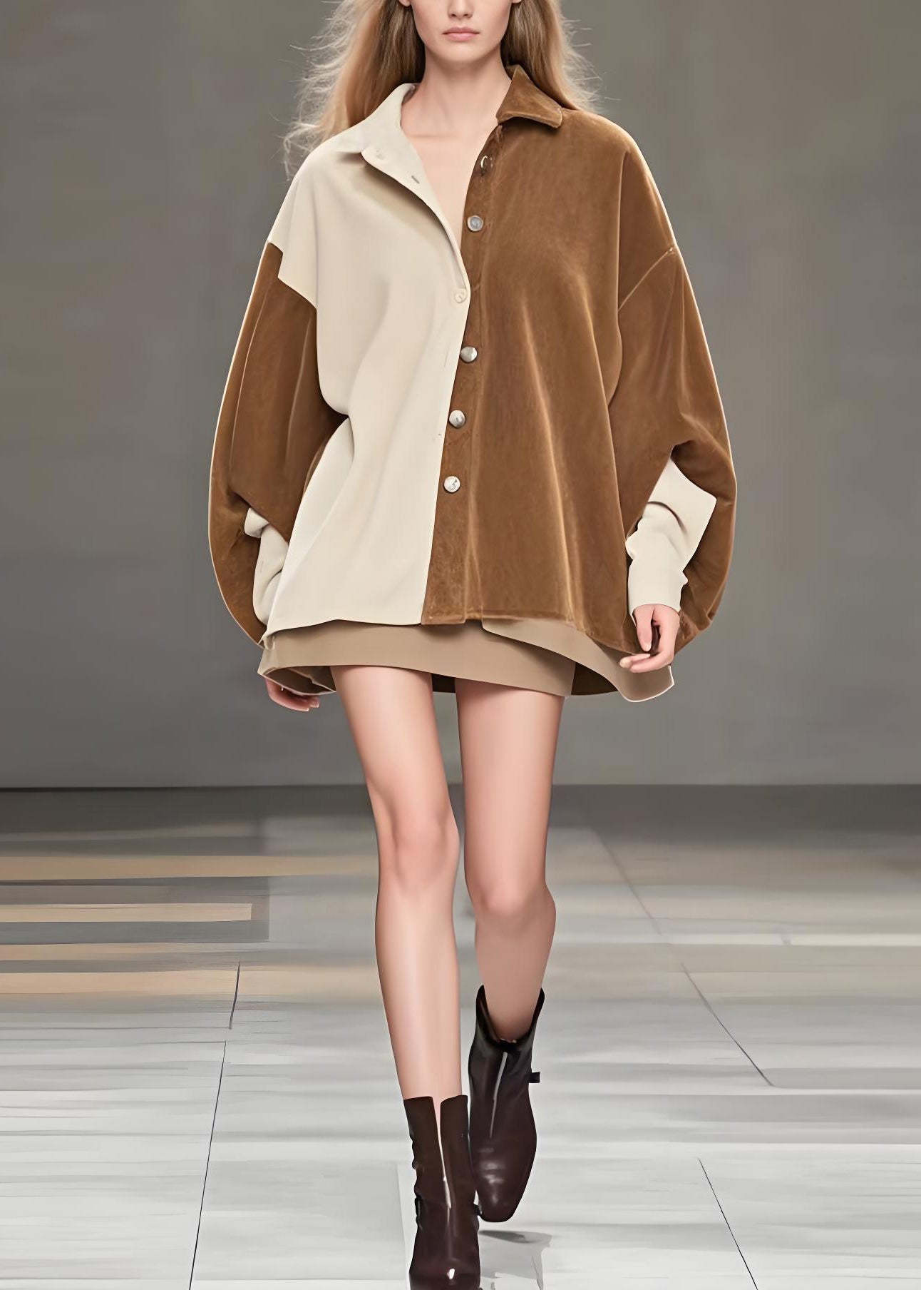 WW | Color Block Oversized Patchwork Silk Velvet Jackets