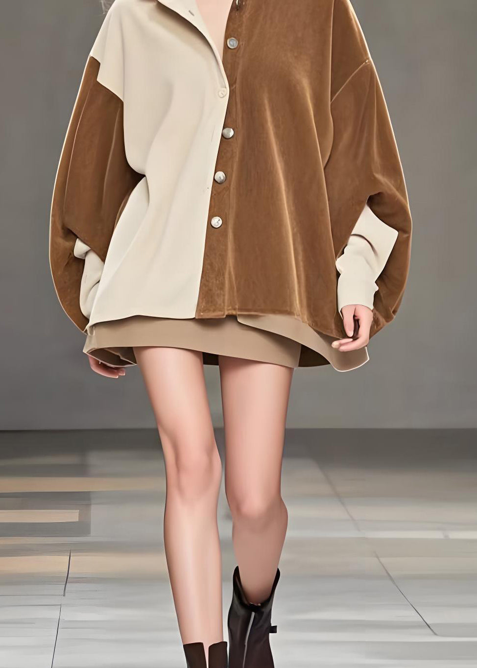 WW | Color Block Oversized Patchwork Silk Velvet Jackets