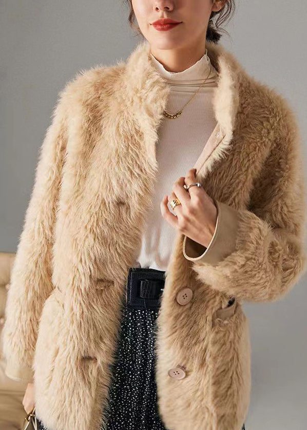 WW | White Bags Button Leather and Fur Coats Long Sleeve