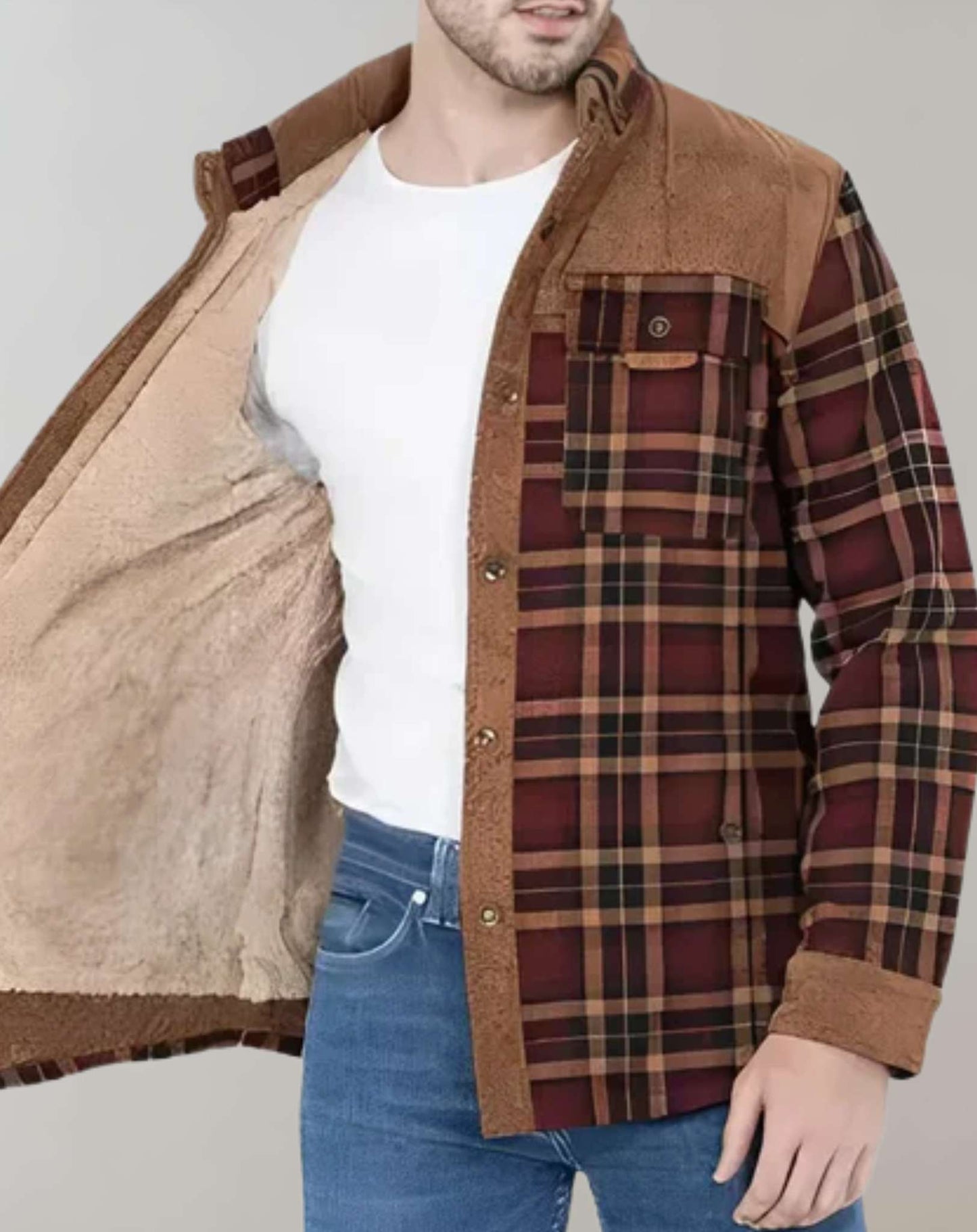 WW | Fleece Lined Plaid Flannel Jacket Men's Clothing