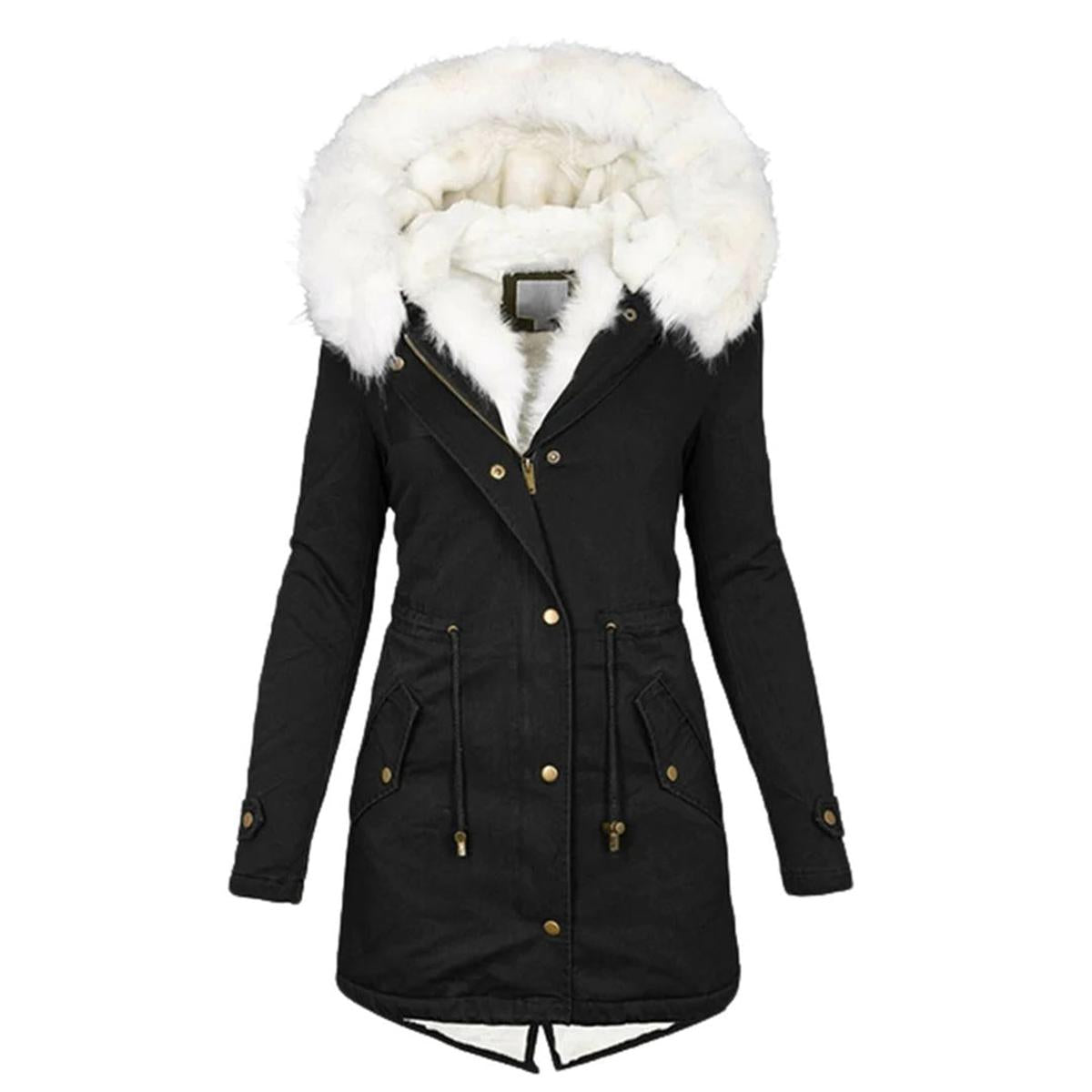 WW | Fleece Futter Damen Wintermantel mit Fellkapuze