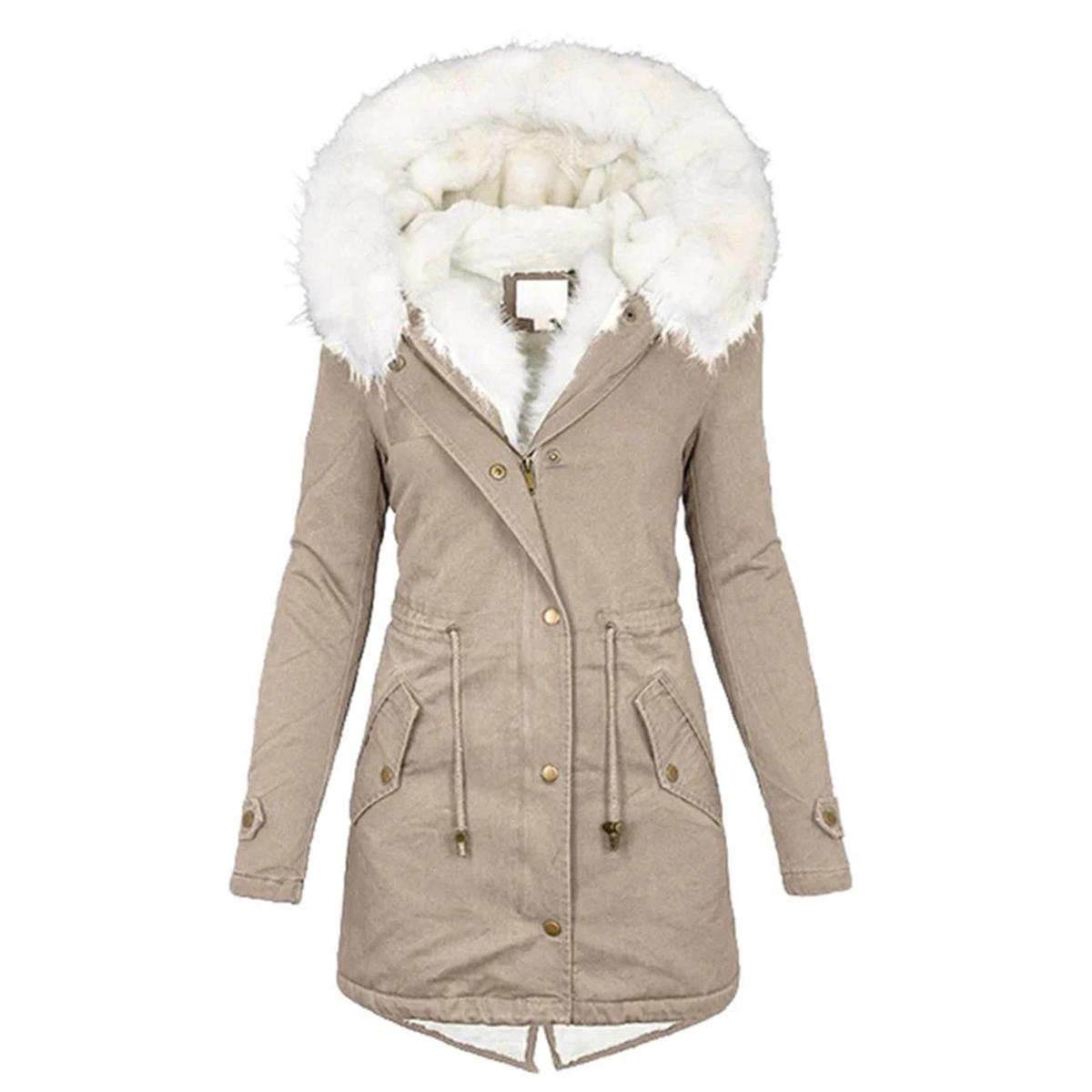 WW | Fleece Futter Damen Wintermantel mit Fellkapuze