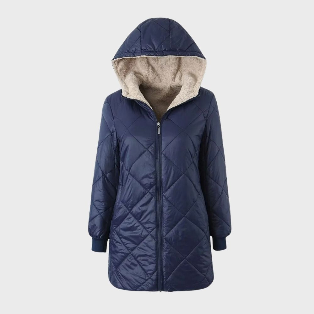 WW | Gefütterte Jacke Kapuze Zip up Wattierte Jacke Winterjacken für Damen