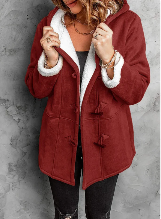 WW | Gefütterte Jacke Kapuze Halb Lang Winterjacke Damenjacke