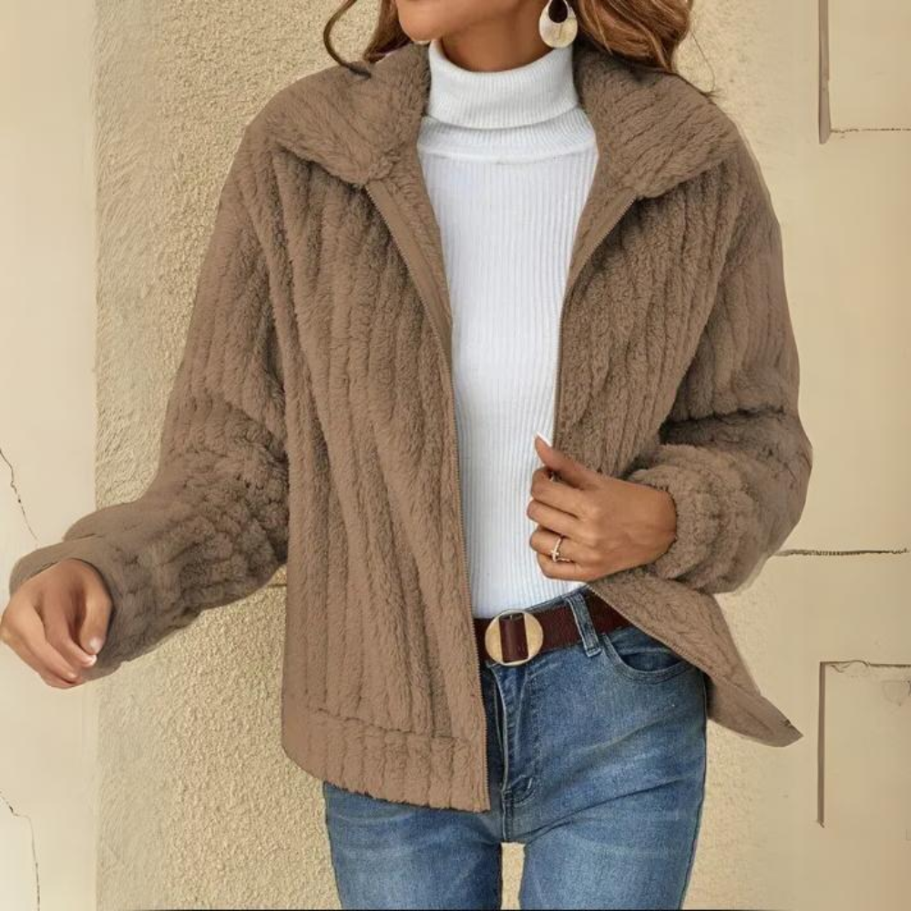 WW | Damen Reißverschluss Weste Aus Kunstfell für Den Winter