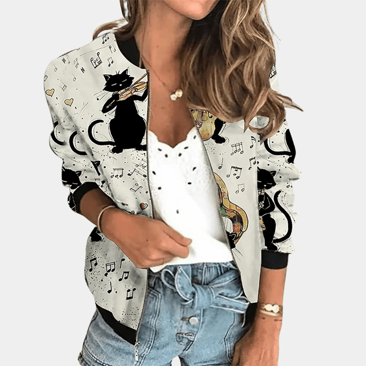 WW | Blumenmuster Damenjacke Aus Hochwertigem Polyester