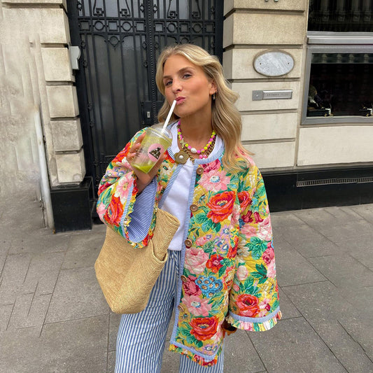 WW | Elegante und bequeme Damen-Steppjacke mit floralem Muster
