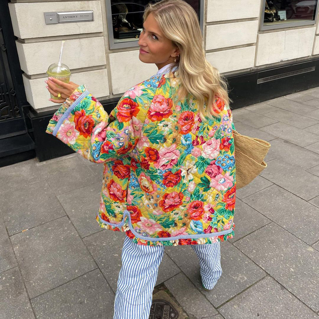 WW | Floral Print Cotton Beautiful Coat