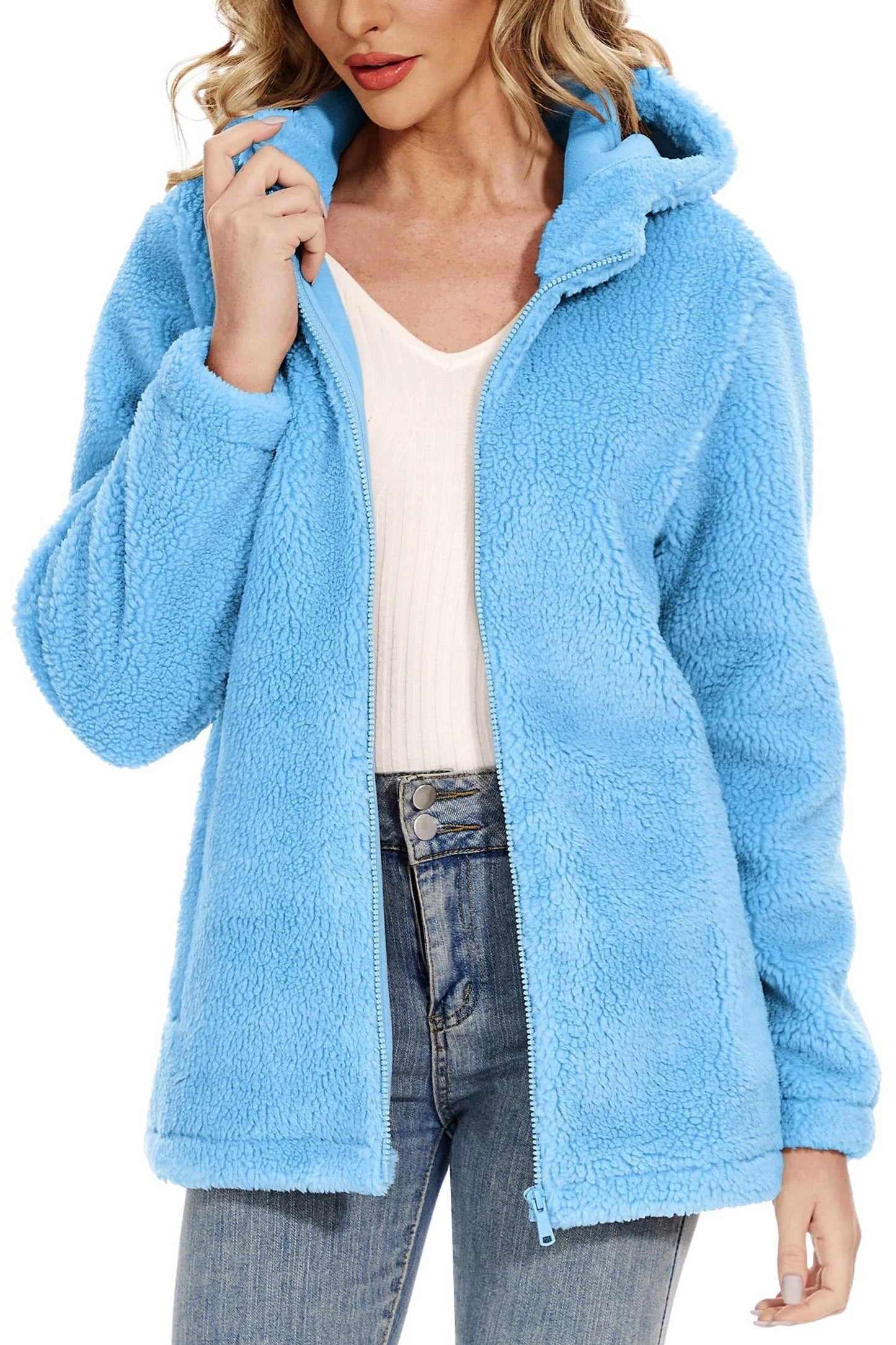 WW | Flauschige Fleecejacke für Frauen mit Kapuze