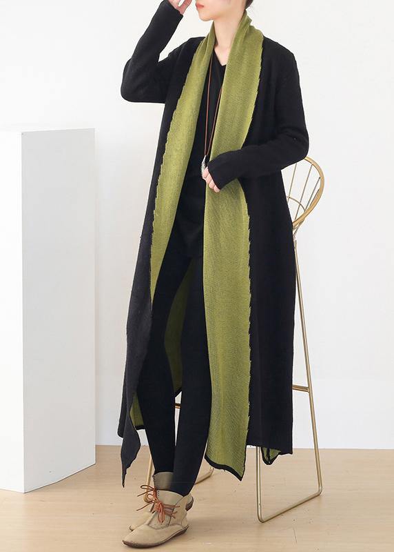 WW | Arbeits Patchwork Strickmäntel Locker sitzende V-Ausschnitt wilde Strickoberbekleidung