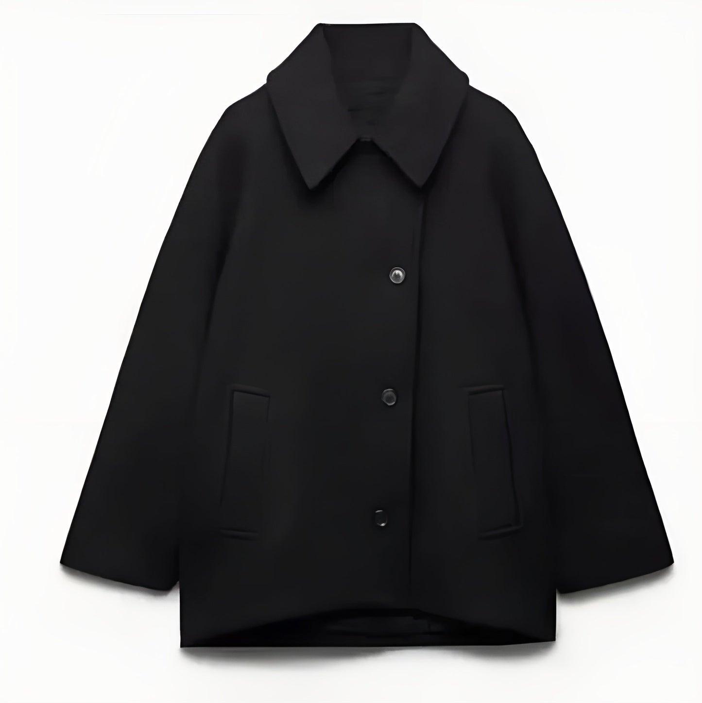 WW | Oversized Fit Wool Blend Double Breasted Lapel Collar