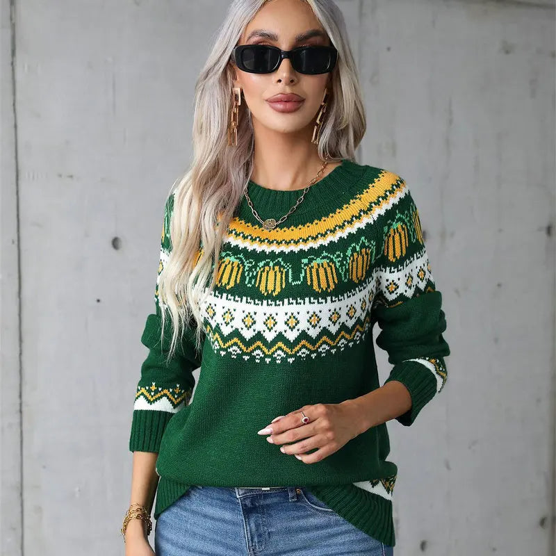 WW | Weihnachtsstrickjacke Damen - Bequeme Passform - Modernes Norwegisches Muster