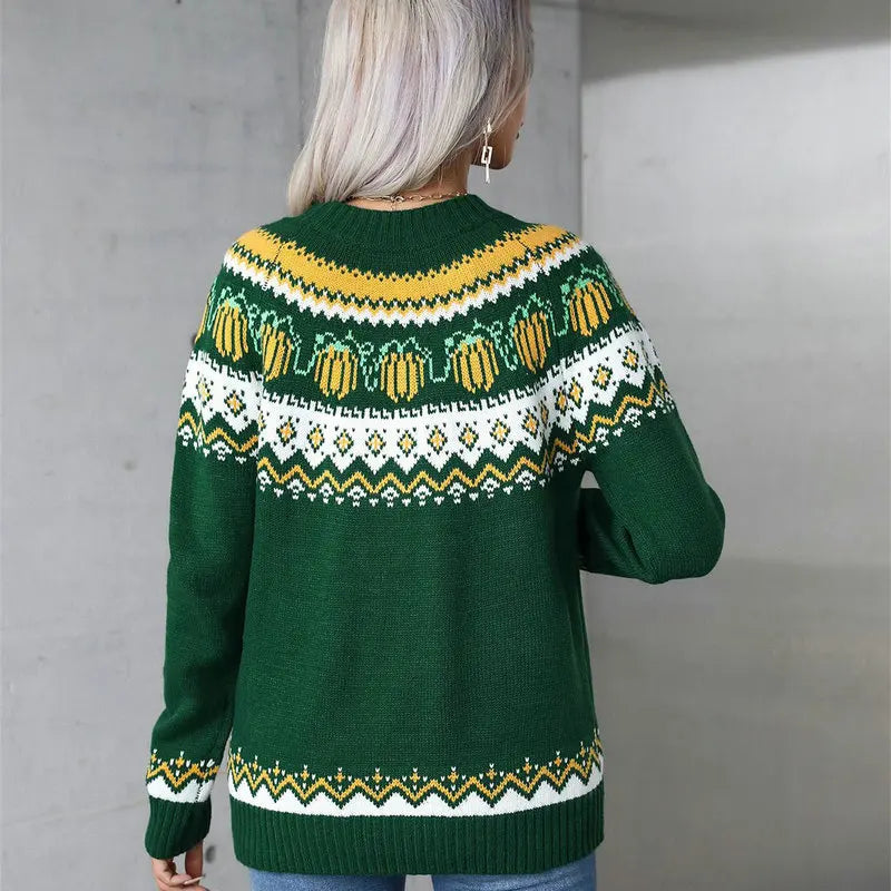 WW | Weihnachtsstrickjacke Damen - Bequeme Passform - Modernes Norwegisches Muster