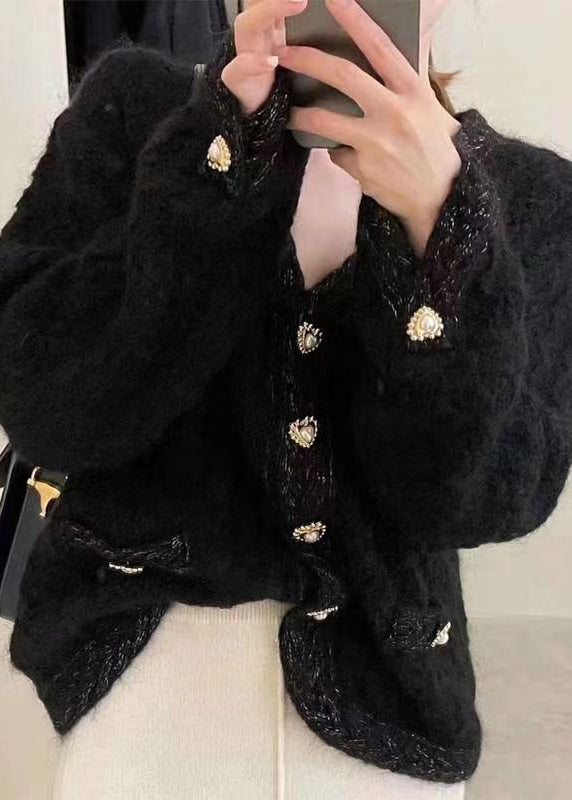 WW | Apricot Button Hollow-Out Cotton Knit Coats