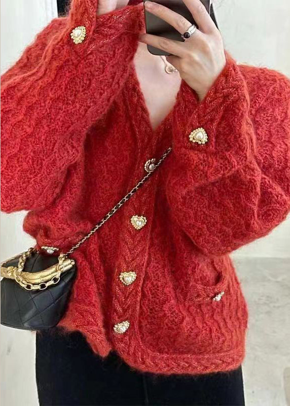 WW | Apricot Button Hollow-Out Cotton Knit Coats