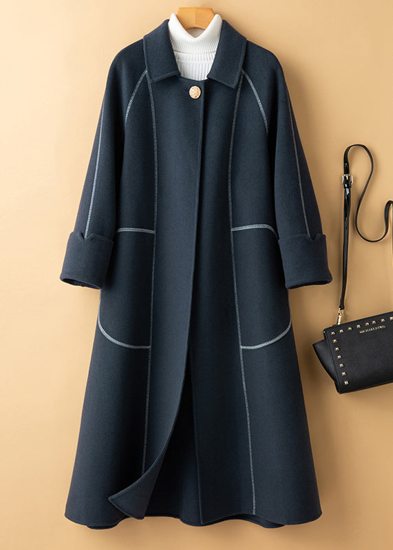 WW | Black Peter Pan Collar Button Wool Coats Winter