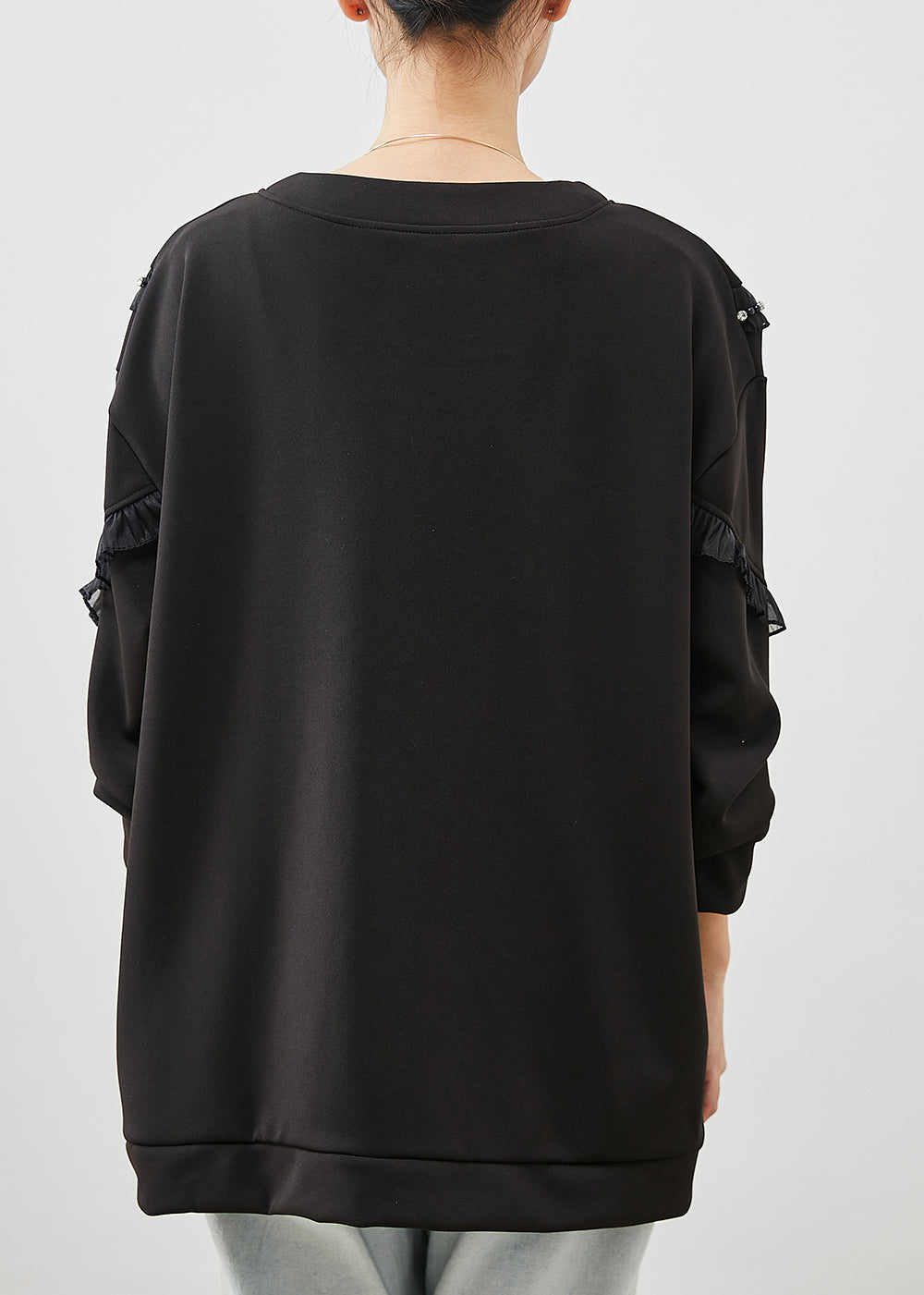 WW | Black Ruffle Pockets Patchwork Cotton Coats