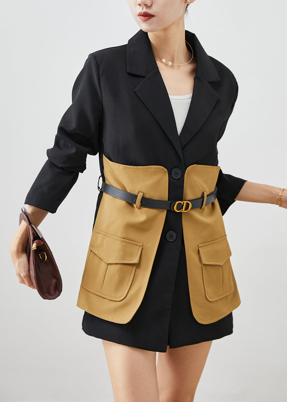 WW | Black Slim Fit Patchwork Cotton-Filled Coats