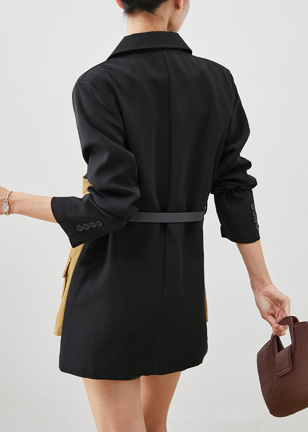 WW | Black Slim Fit Patchwork Cotton-Filled Coats
