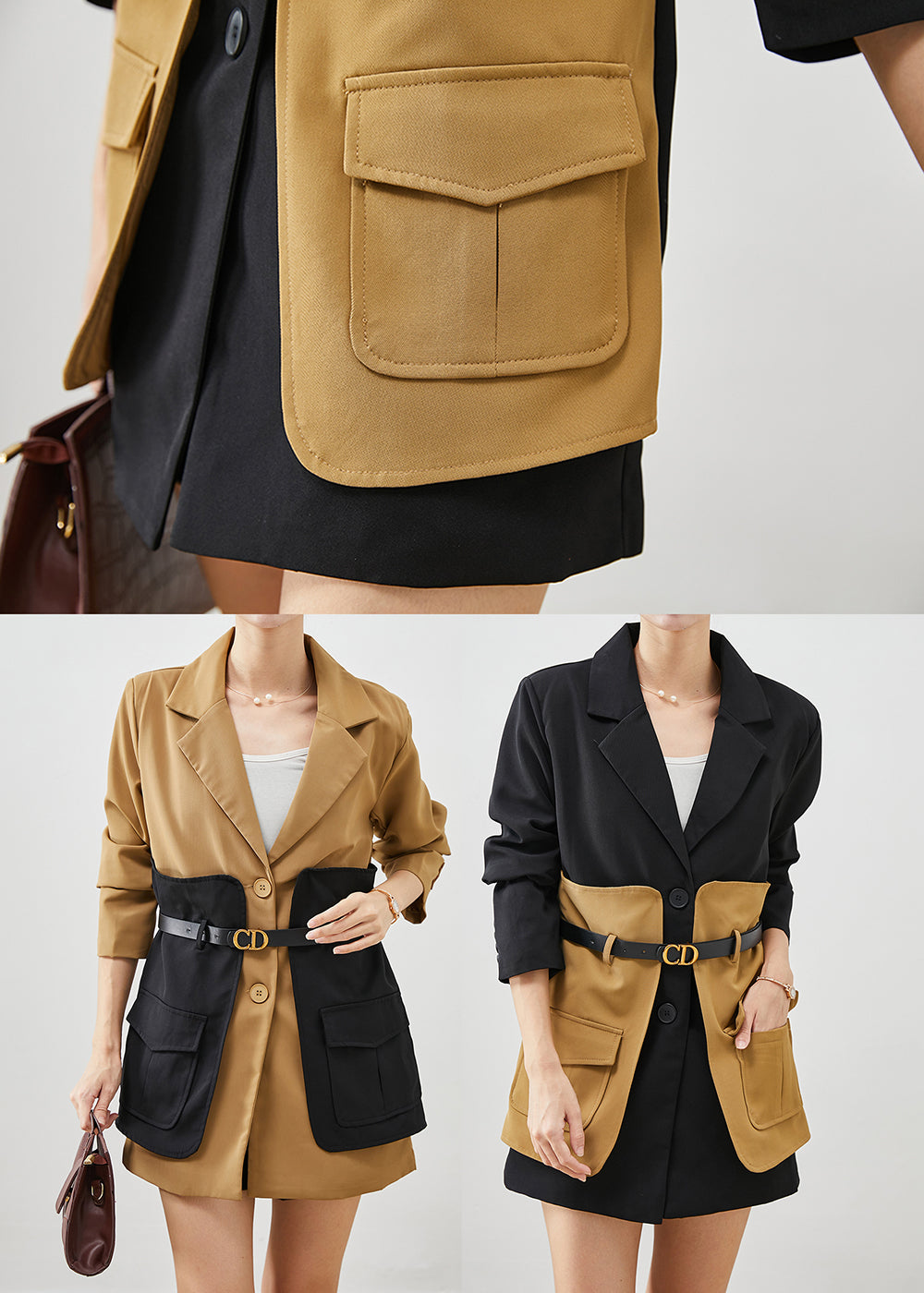 WW | Black Slim Fit Patchwork Cotton-Filled Coats