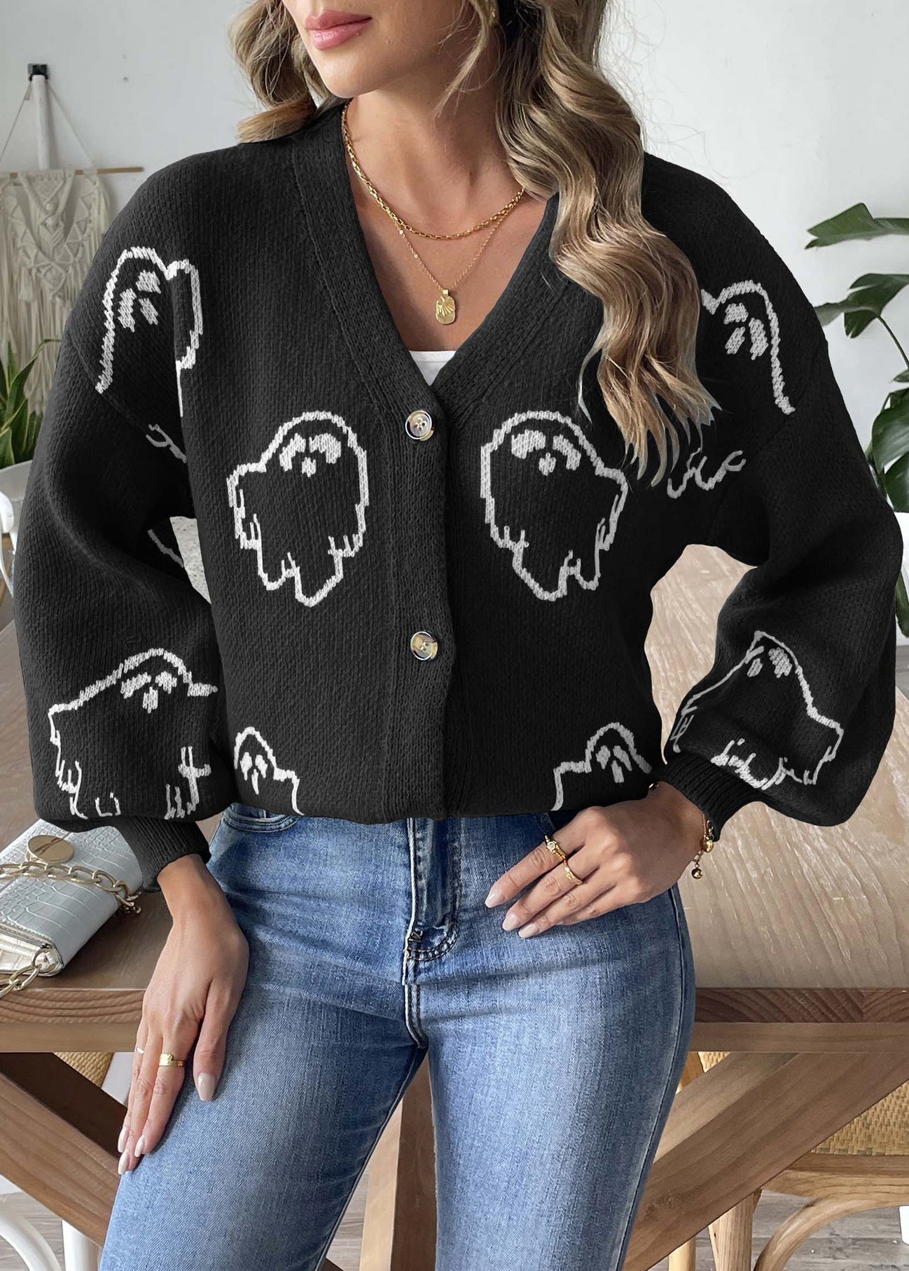 WW | Black V-Neck Button Cardigans