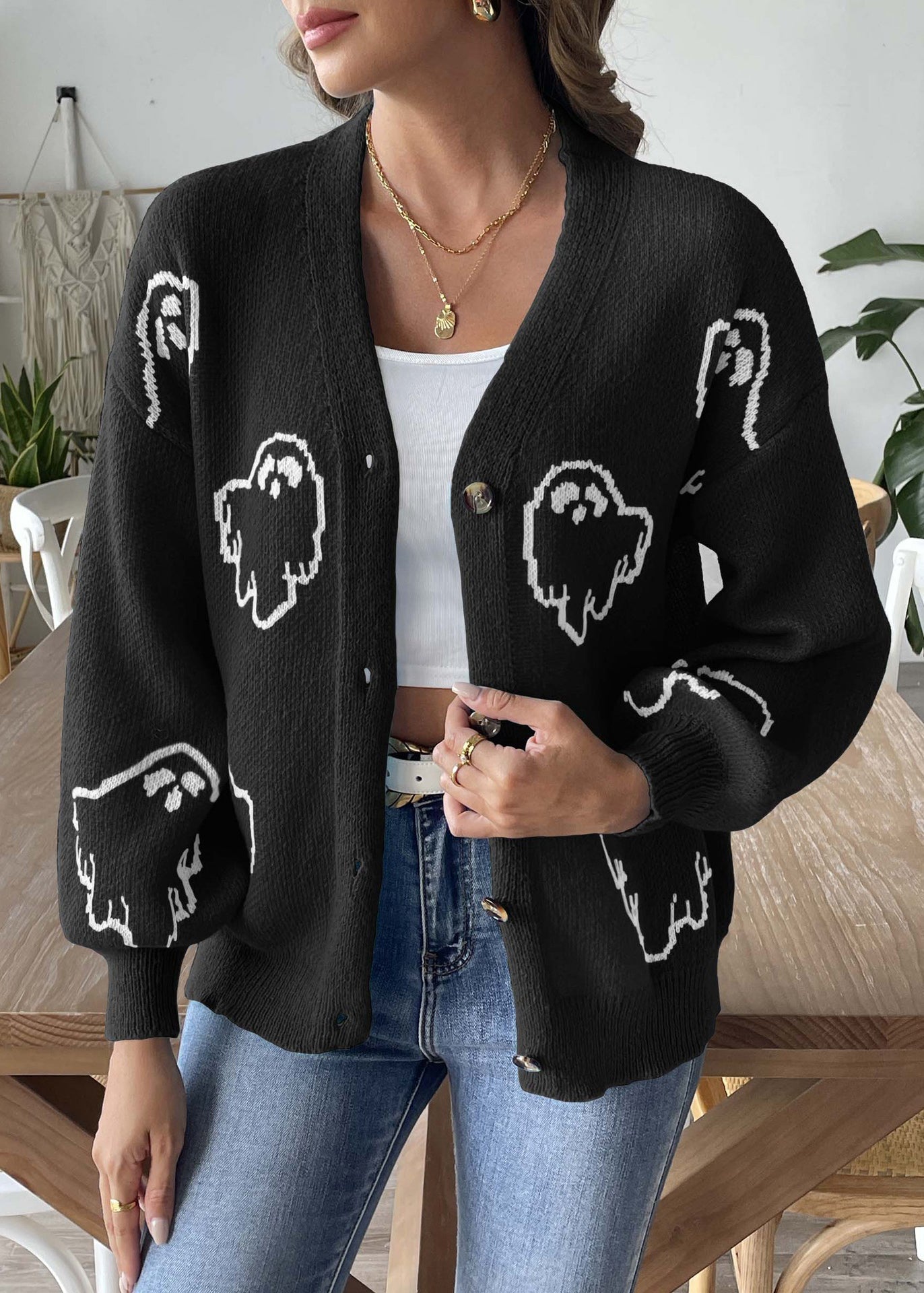 WW | Black V-Neck Button Cardigans