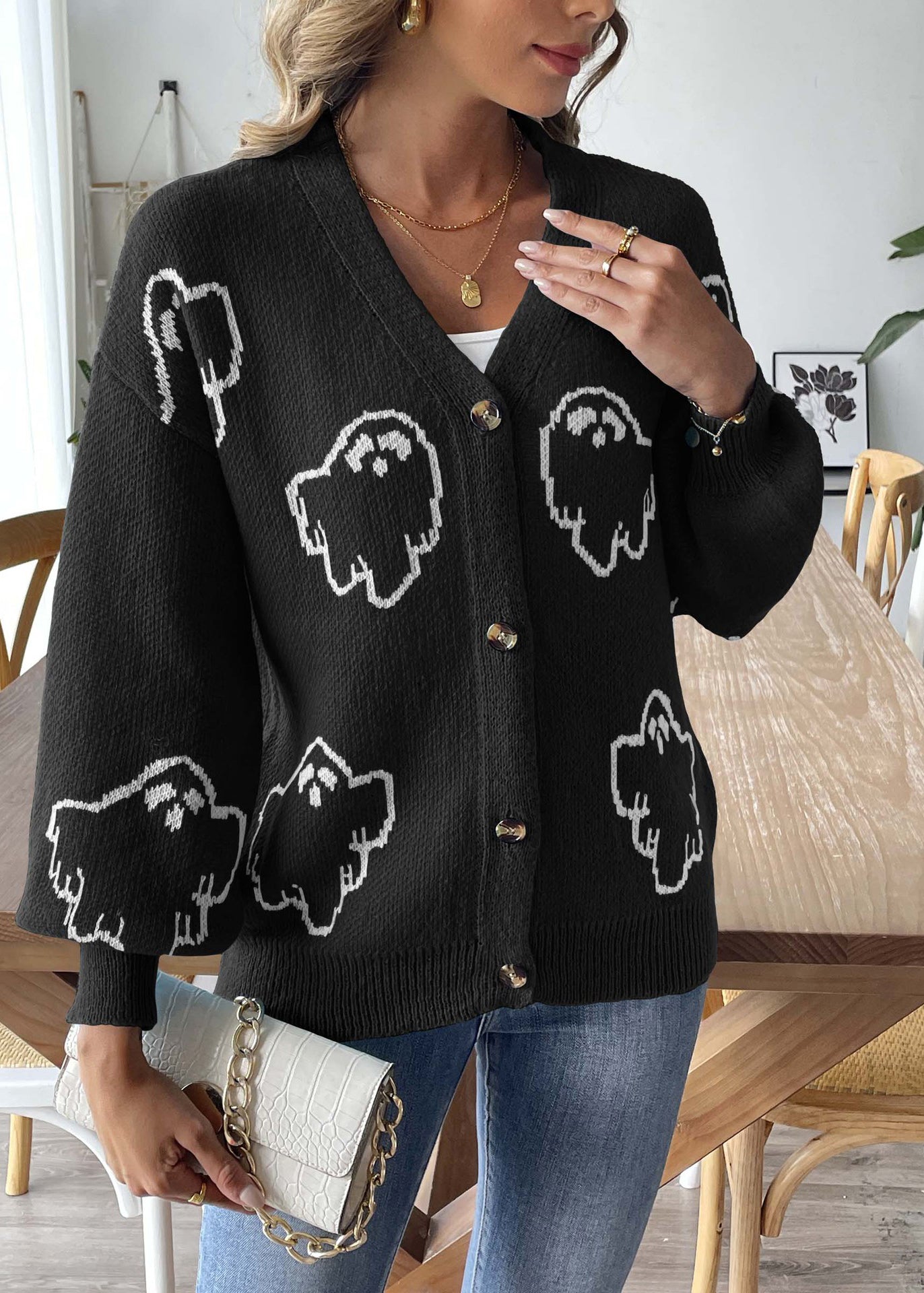 WW | Black V-Neck Button Cardigans