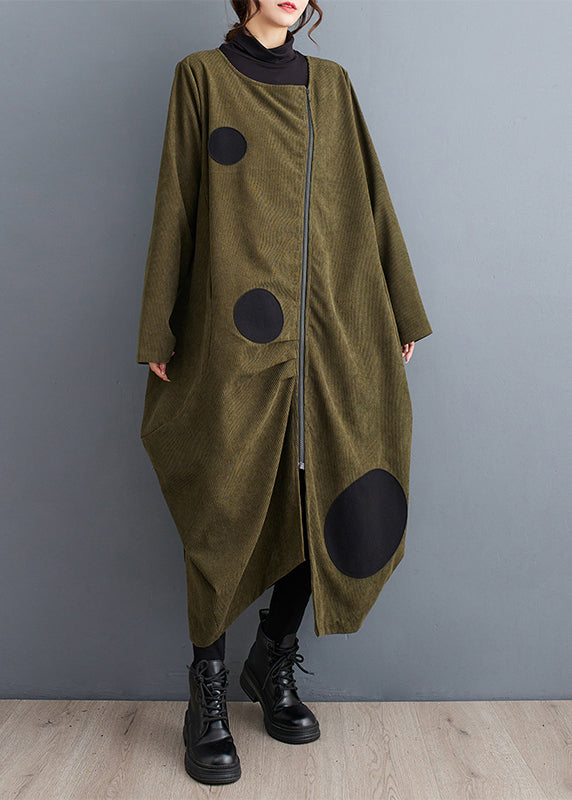 WW | Black Zip-Up Pockets Patchwork Cotton Long Coats