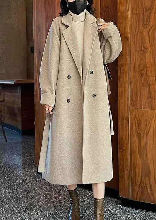 WW | Camel Knopf Bindegürtel Taschen Dicke Woll Lange Mäntel Winter