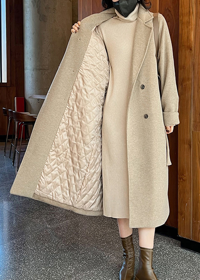 WW | Camel Knopf Bindegürtel Taschen Dicke Woll Lange Mäntel Winter