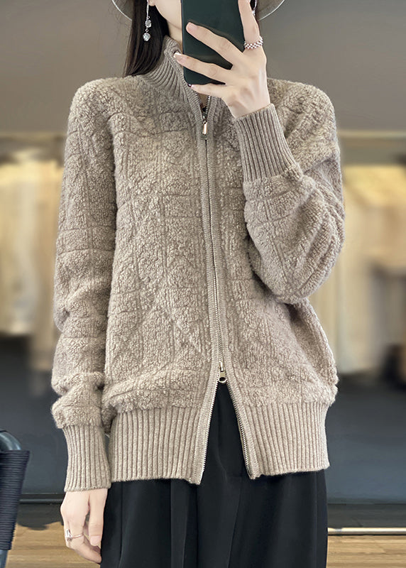WW | Camel Zip-Up Patchwork Wool Coats