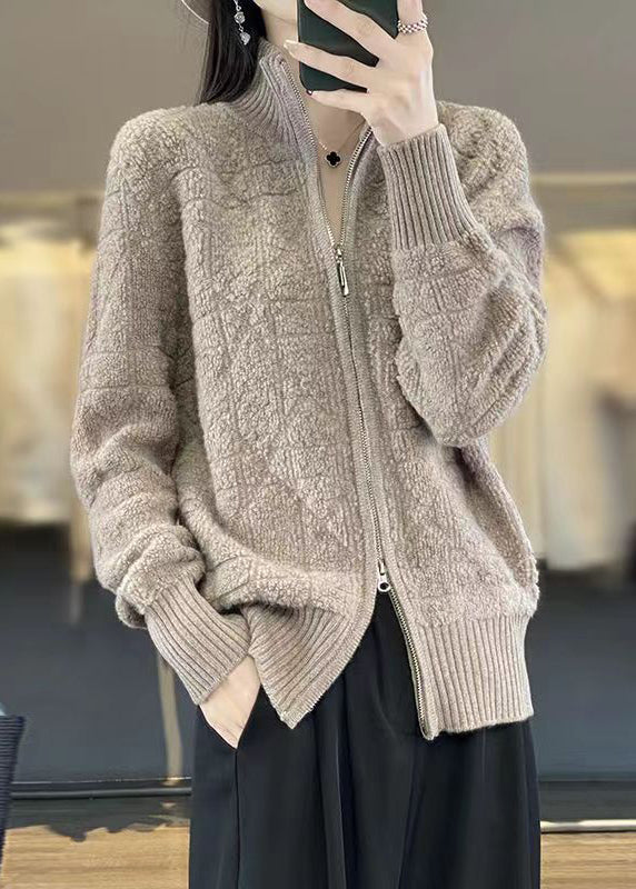 WW | Camel Zip-Up Patchwork Wool Coats