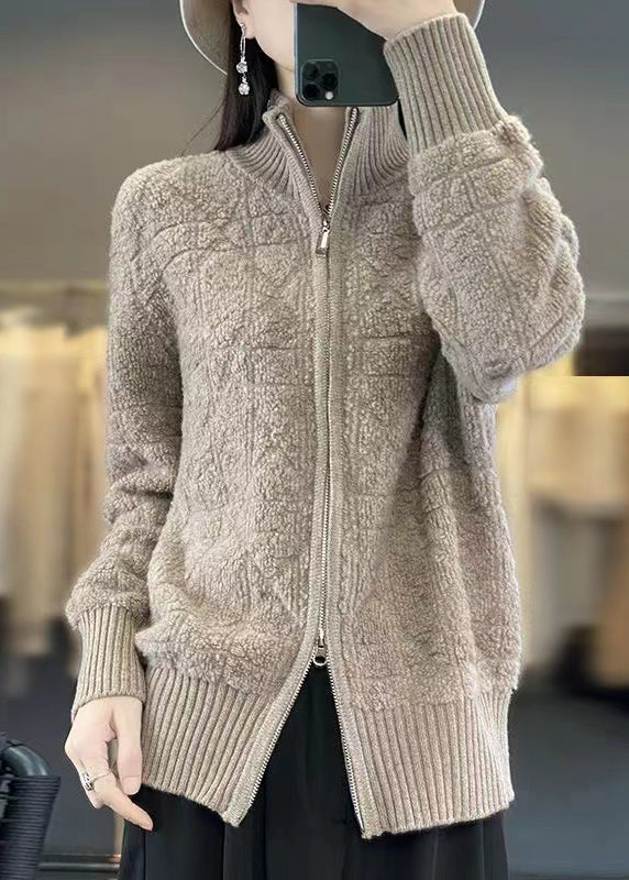 WW | Camel Zip-Up Patchwork Wool Coats