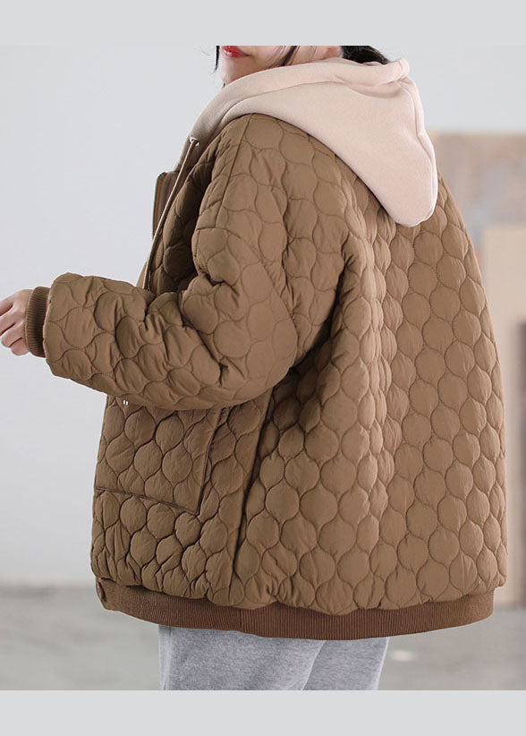 WW | Schokoladen Kapuzen Patchwork Feine Baumwollgefüllte Wintermäntel