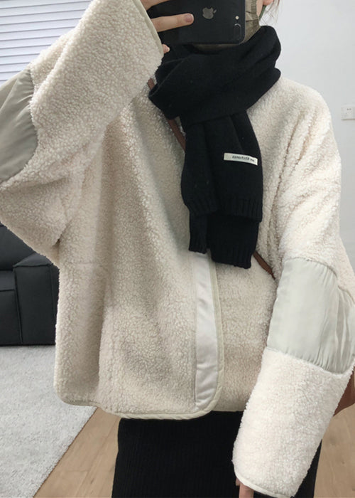 WW | Dark Grey Zipper Patchwork Teddy Faux Fur Coats Winter